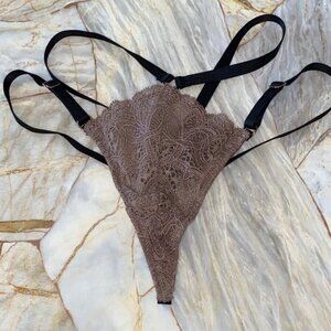 Rare V-String Very Sexy Thong Panty Satin G-String Strappy Small